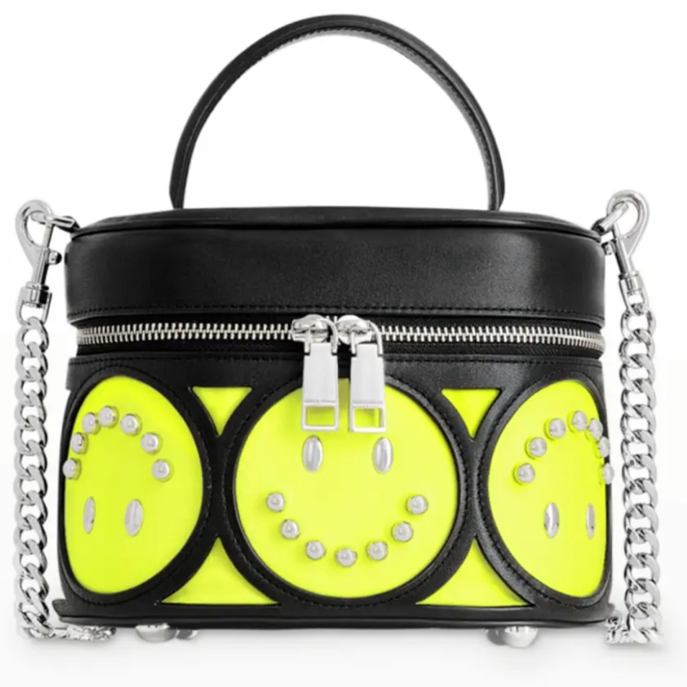 Rebecca Minkoff Black and Neon Yellow Studded Crossbody Bag